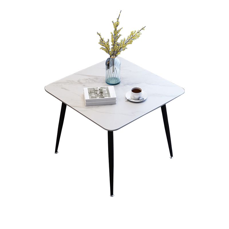 Glam Style Stone Square Dining Table with Metal 4 Legs for Living Room