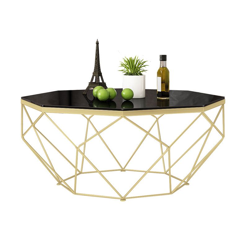 Frame Base Modern Cocktail Tabl Glass Top Coffee Table - 17.72" H