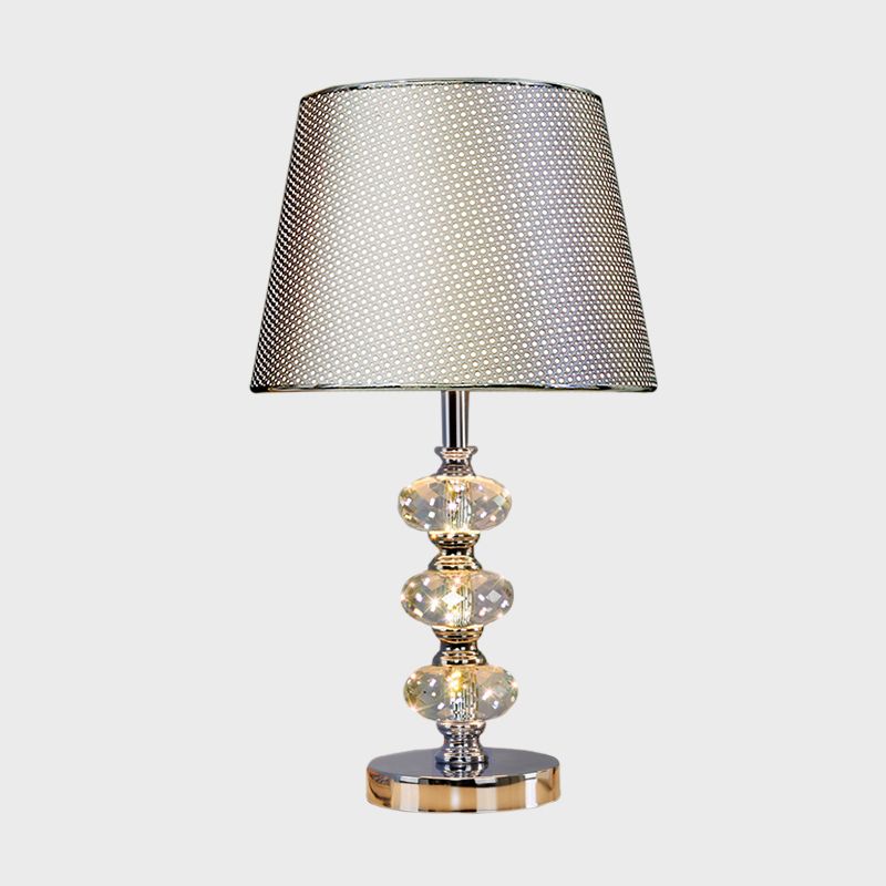 Stof cilindrische schaduw bestudeer licht eigentijdse 1 kop nachtkastje verlichting in zilver/beige/koffie met kristallen lamppost