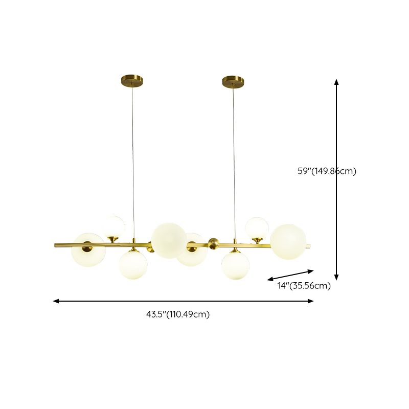 Modern Style Globe Shade Island Pendants 8-Lights Glass Pendant Lights for Dining Room