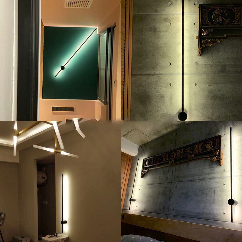 Aluminum Linear Wall Lights Modern Nordic Style 1 Head Wall Mount Fixture in Black for Bedroom