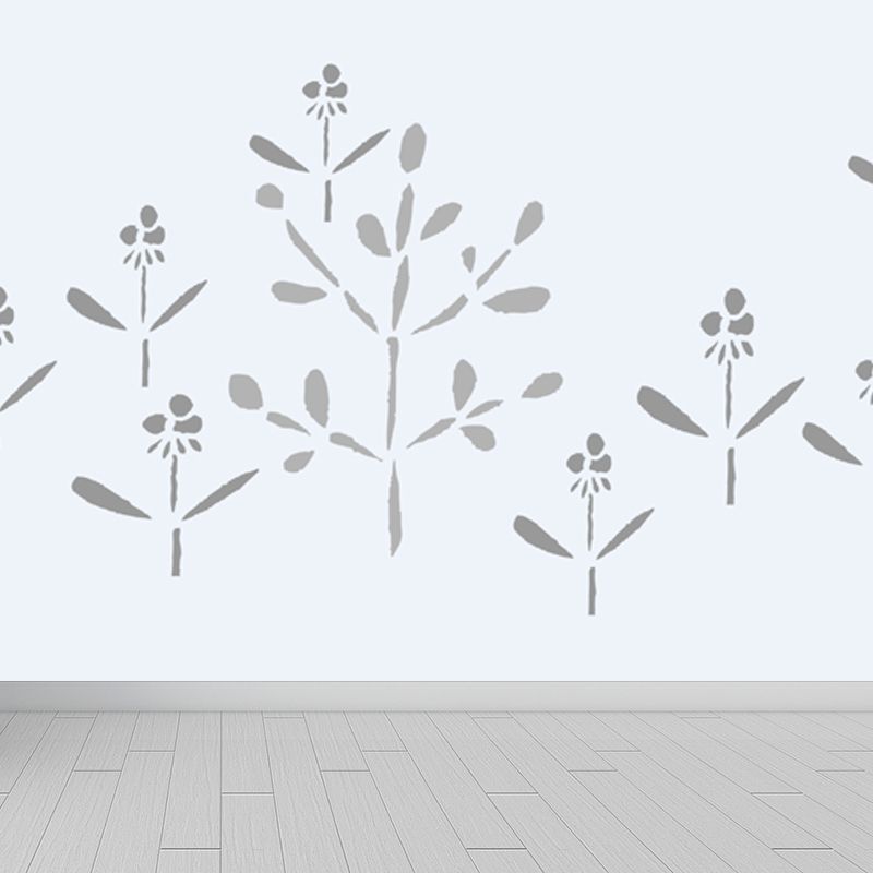 Large Flower Wall Paper Mural Modernist Pretty Plant Wall Covering in Light Color