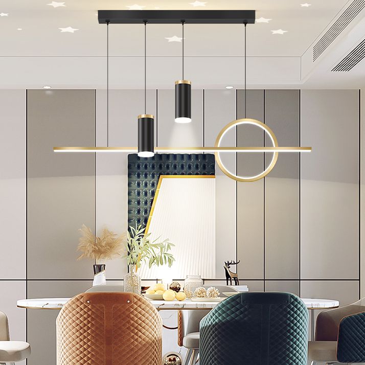 Contemporary Style Linear Island Lighting Metal 4 Light Island Light Fixtures