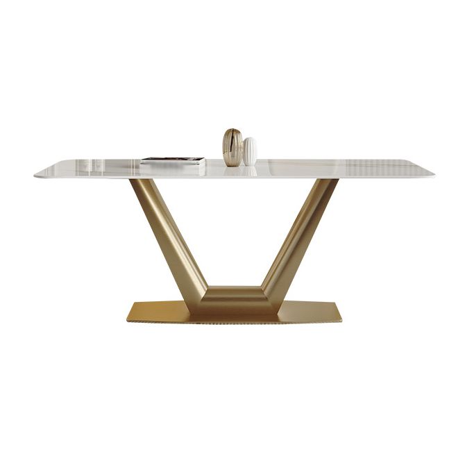 Traditional Luxury Rectangle Dining Site Table Stainless Steel Dinette Table
