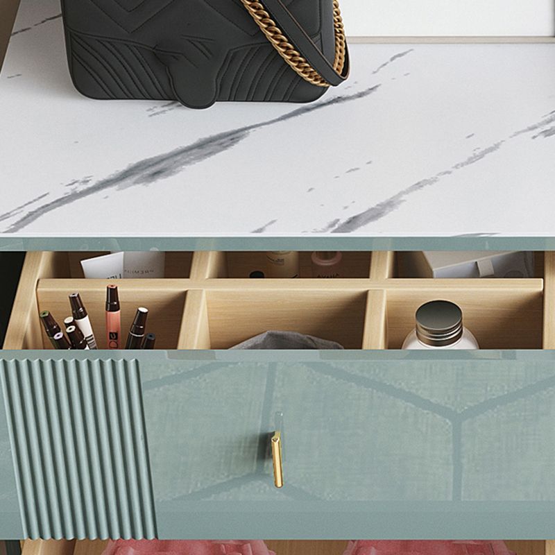 16" W Horizontal Double Dresser Bedroom Slate Top Storage Chest with Drawers