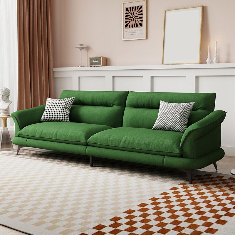 31.49" High Scandinavian Sofa Faux Leather/Linen Flared Arm Sofa