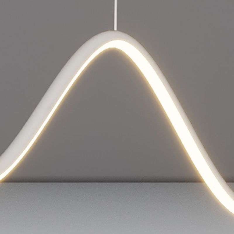 Linear Shape Chandelier Lighting Modern Style Metal 2 Lights Island Lamp in Black/White