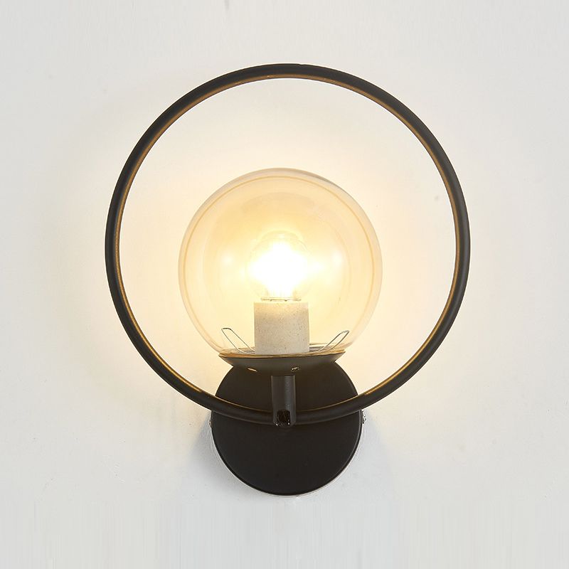 Hoop Shape Wall Sconce Modern Style Metal 6 Lights Wall Mount Lamp for Living Room