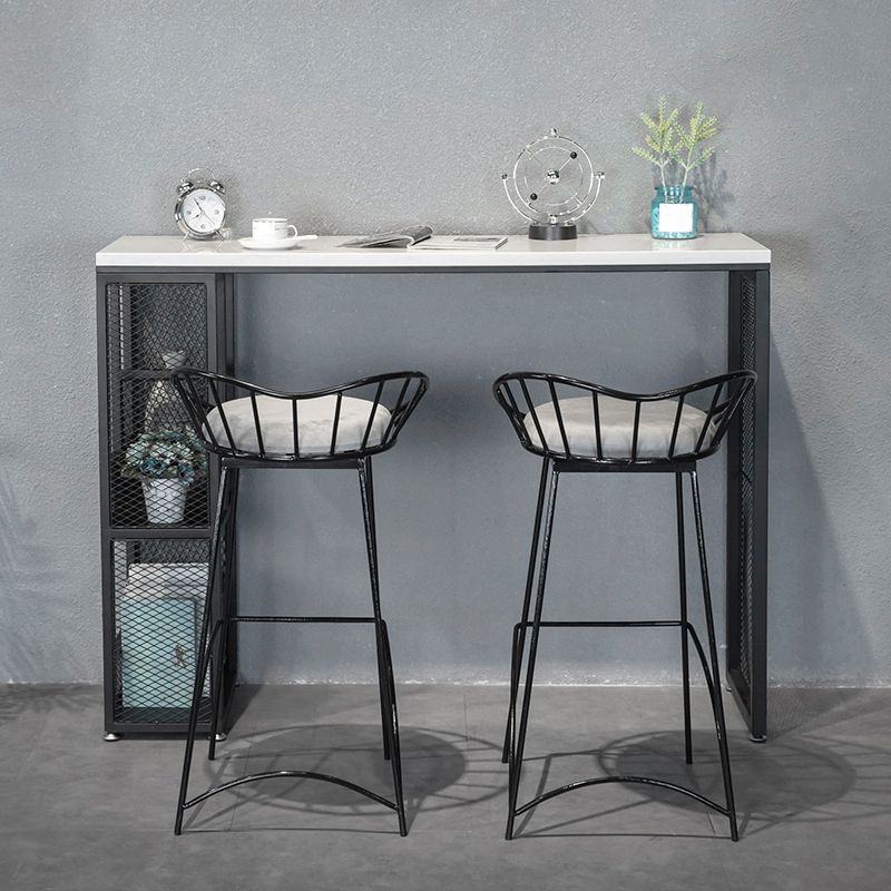 Indoor Rectangle Bar Pub Table Set 1/2/3/5 Pieces with Storage Metal Pub Set