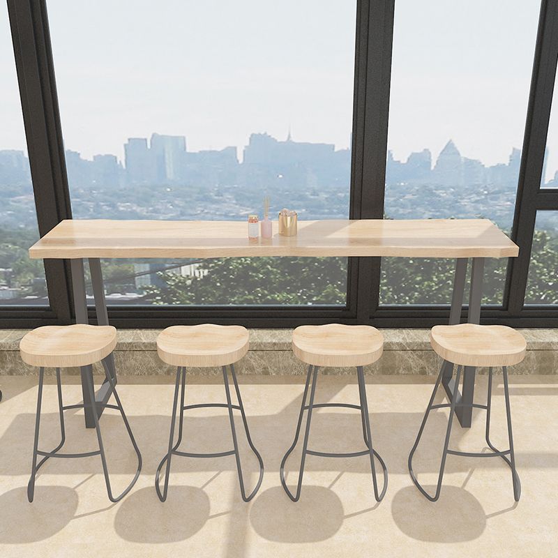 Rectangle Solid Wood Bar Table Set Modern 1/5 Pieces Counter Table with Backless Stools