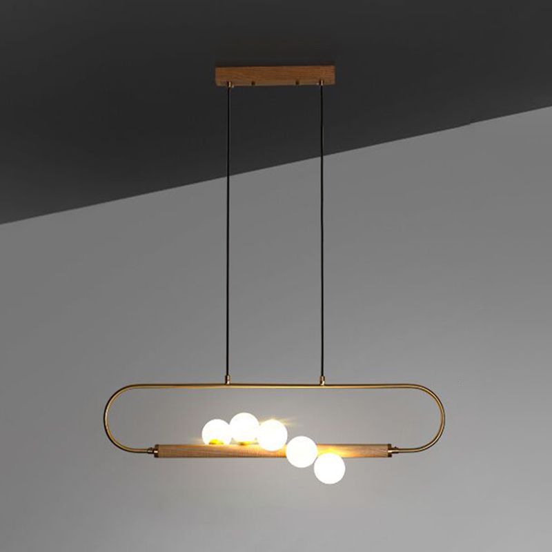 Luces de isla esféricas de estilo creativo moderno luces colgantes de madera