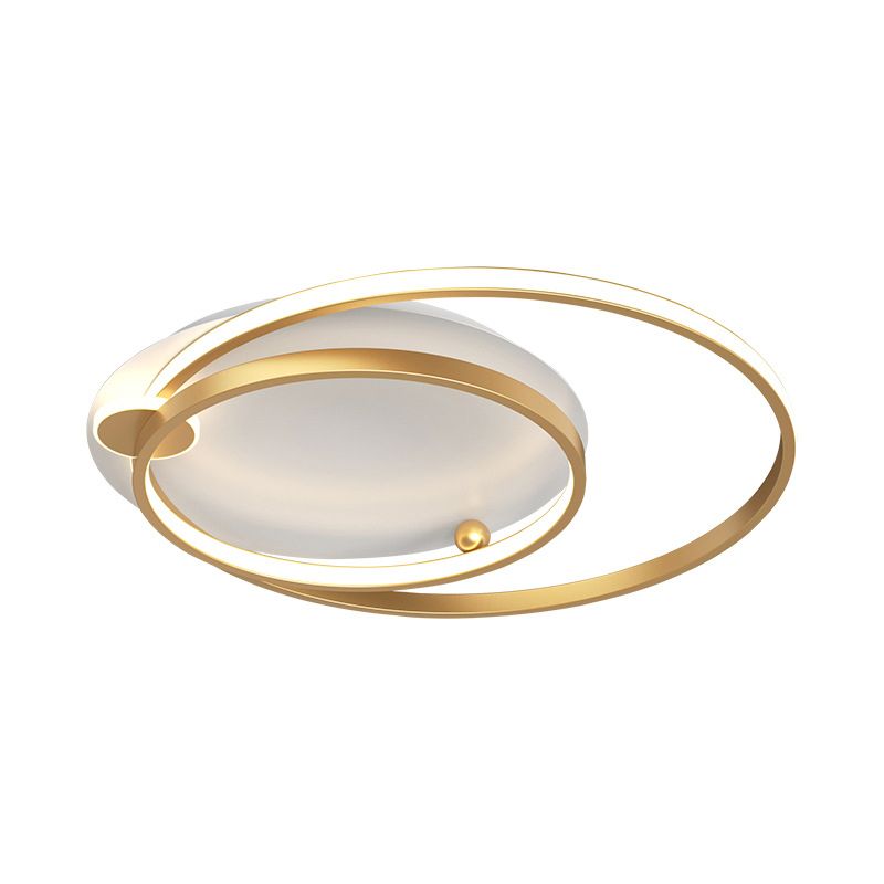 Modernismo a incasso a soffitto in metallo a doppio cerchio Nero/Oro Montaggio a incasso a LED in luce calda/bianca, 18"/21,5" W