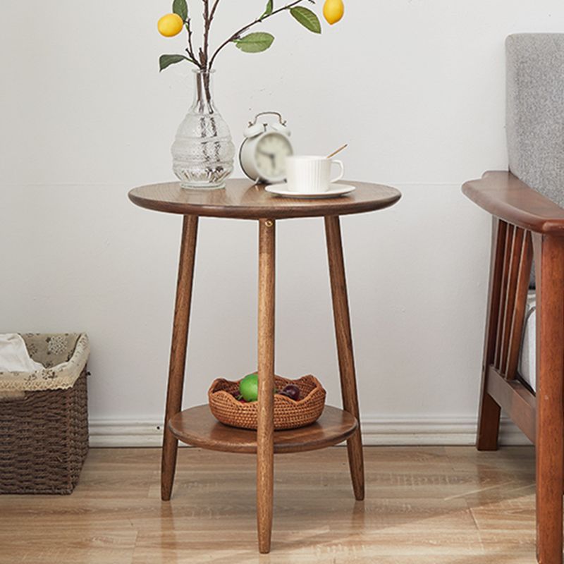 23.6"/27.5" Tall 3 Legs End Table Wood White/Natural/brown Round Side Table with Shelf