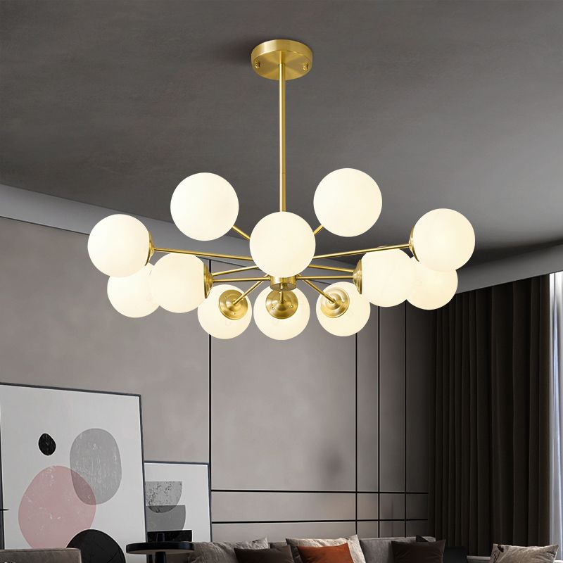 Zeitgenössische weiße Glasdecke Anhänger hell kugelhaltiges Hanghänge Licht für Schlafzimmer