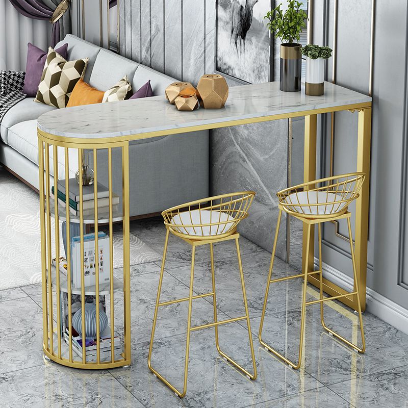 Glam Pub Table Double Pedestal Bar Height Bar Table for Breakroom
