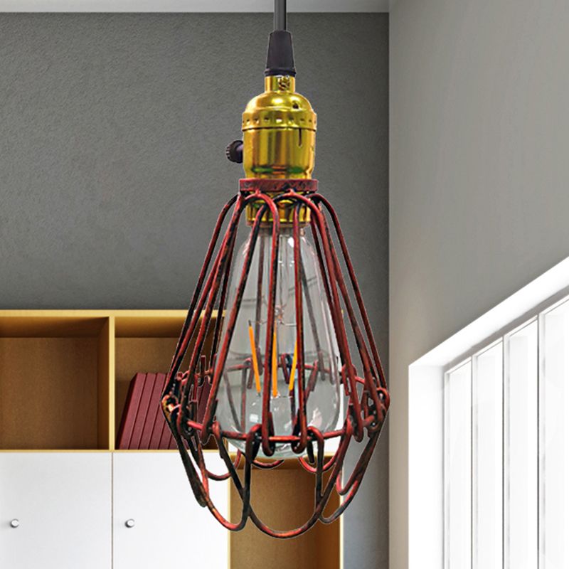 Metalldrahtrahmen Decke Anhänger leichte Bauernhausstil 1 Leichte Wohnzimmerhängelampe in gealtertem Silber/antiker Kupfer