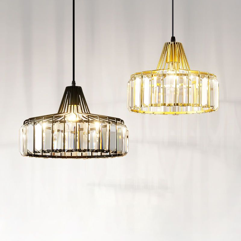Trommelförmige Kristallhänge Deckenleuchte minimalistische Anhängerbeleuchtung im Stil