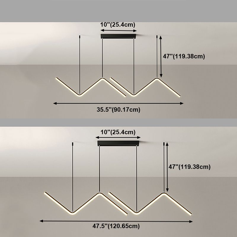 Ideas de iluminación de la isla ligera contemporánea de isla lineal 2 para la cocina