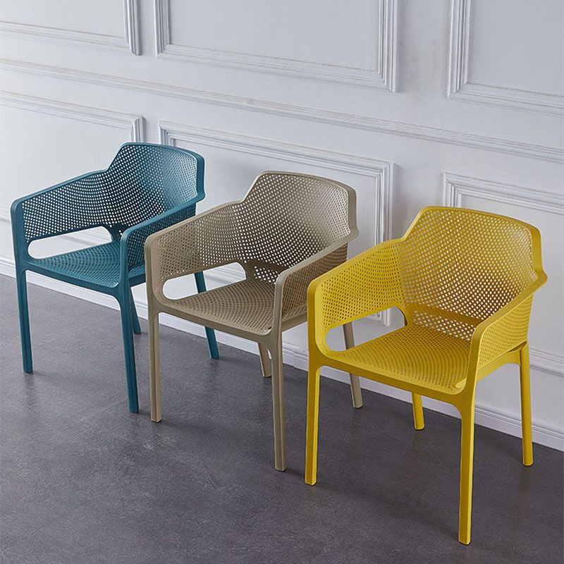 Contemporary Stackable Chair Dining Arm Chairs with Plastic Legs