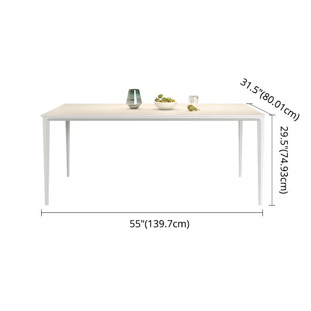 Modern Rectangle White Dining Set Kitchen Sintered Stone Top Dining Set with 4 Legs Base