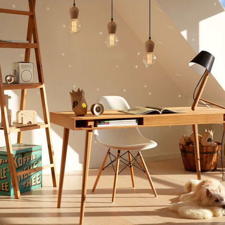 Lámpara de mini lámpara de madera de barril moderno de 1 linda lámpara de péndulo sin sombra sin sombra