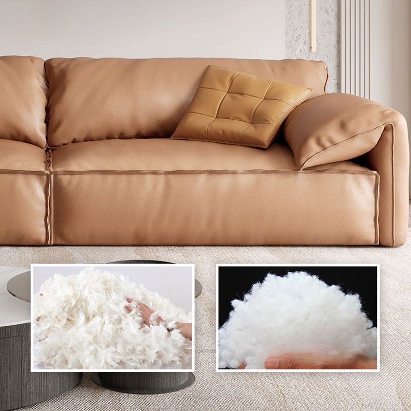 Modern Sewn Pillow Back Sofa 31.49" H Faux Leather Pillow Top Arm Sofa