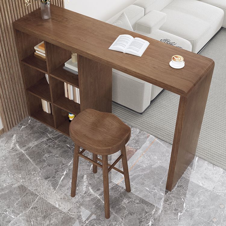 Modern Style Bar Table Rectangle Solid Wood Bar Table for Living Room
