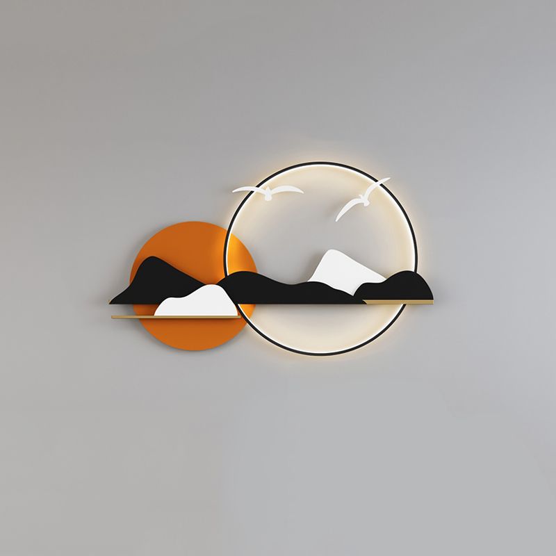 Ligera de pared de vidrio de estilo de pared redonda de 2 luces de 2 luces en blanco, verde y naranja