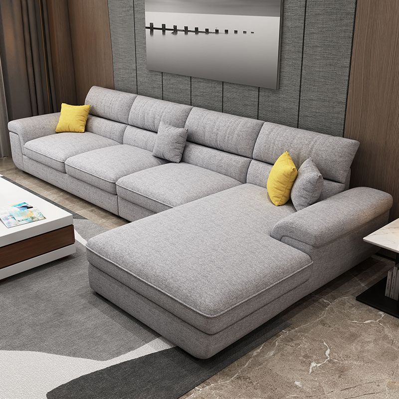 Modern Reversible Chaise Sofa with Pillows Flared Arm Sectionals for Living Room