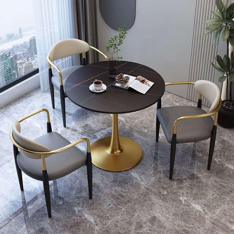 Traditional Luxury Dining Table Stone Dining Table with Metal Base