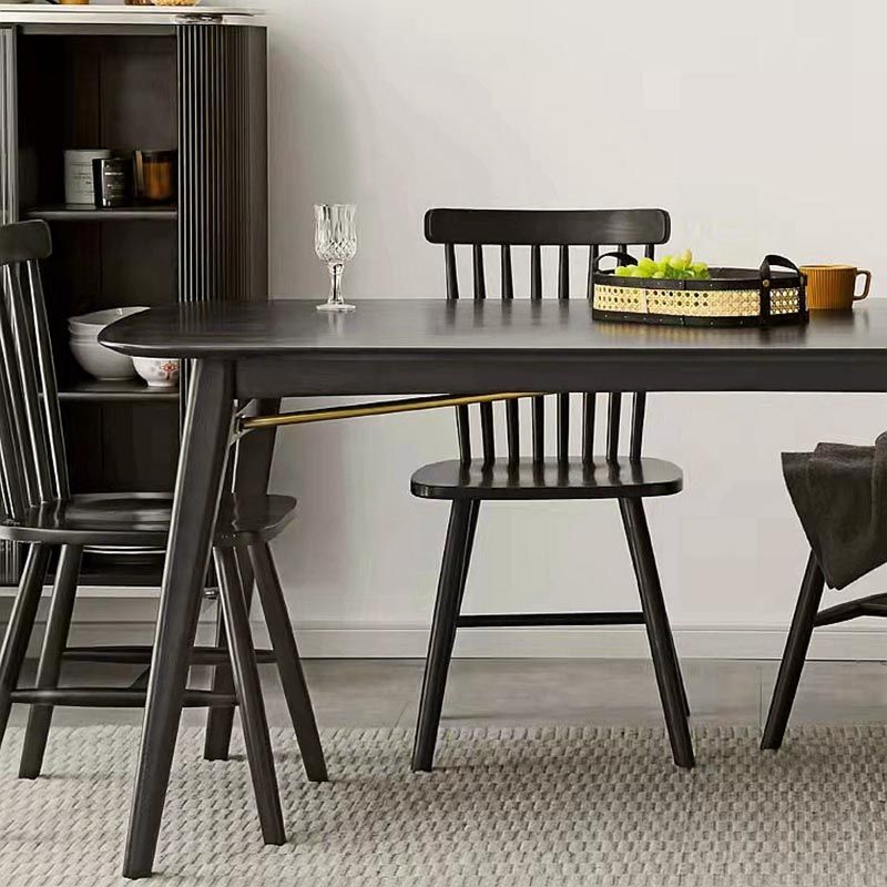 Modern Black Dining Room Collection Tripod Base Solid Wood Dining Table