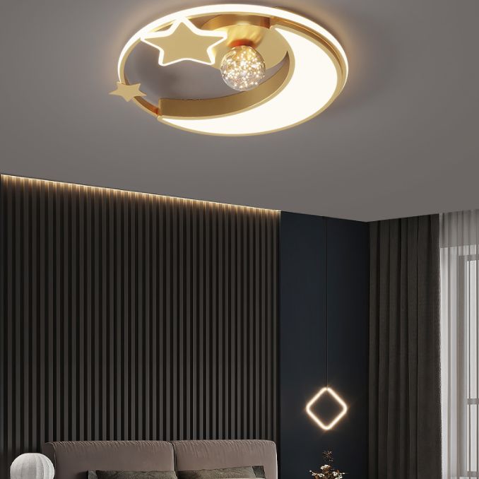 Bedroom Metal Flush Mount Light Fixture Contemporary Circle Flush Light Fixture