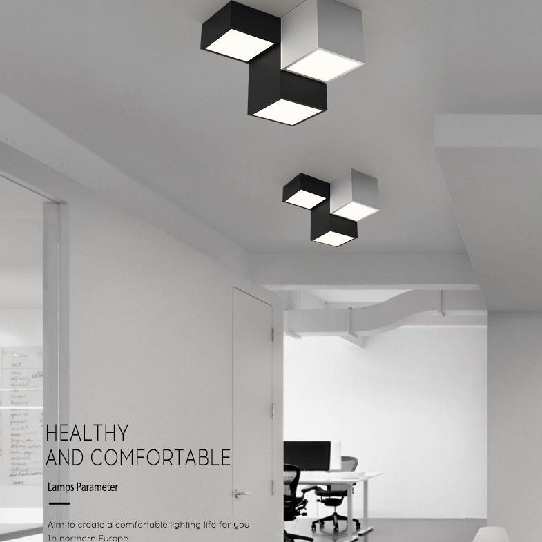 Geometric Rectangular Combination LED Flush Mount Light Modern Minimalist Multi-Lights Ceiling Lamp for Bedroom Living Room