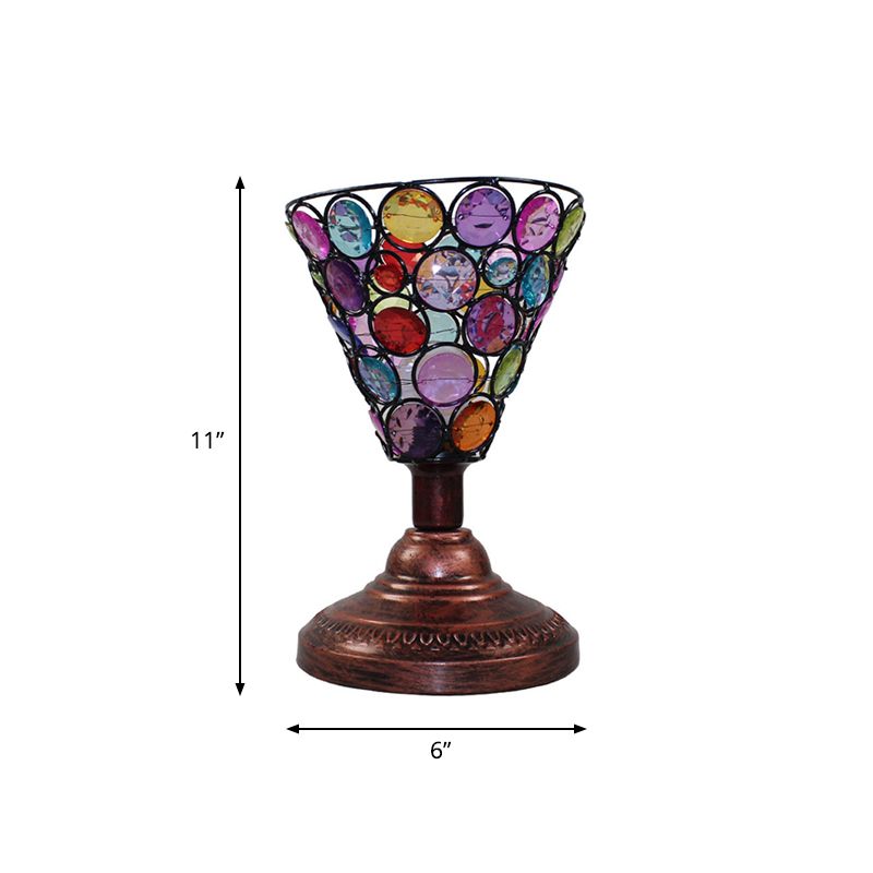 Lampe de table de nuit en forme de cloche/cône pour chambre à coucher, éclairage décoratif en métal à 1 lumière en cuivre, 5,5"/6" de large