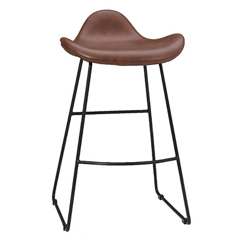 Industrial Faux Leather Bar Stools Metal Barstool in Black and Brown