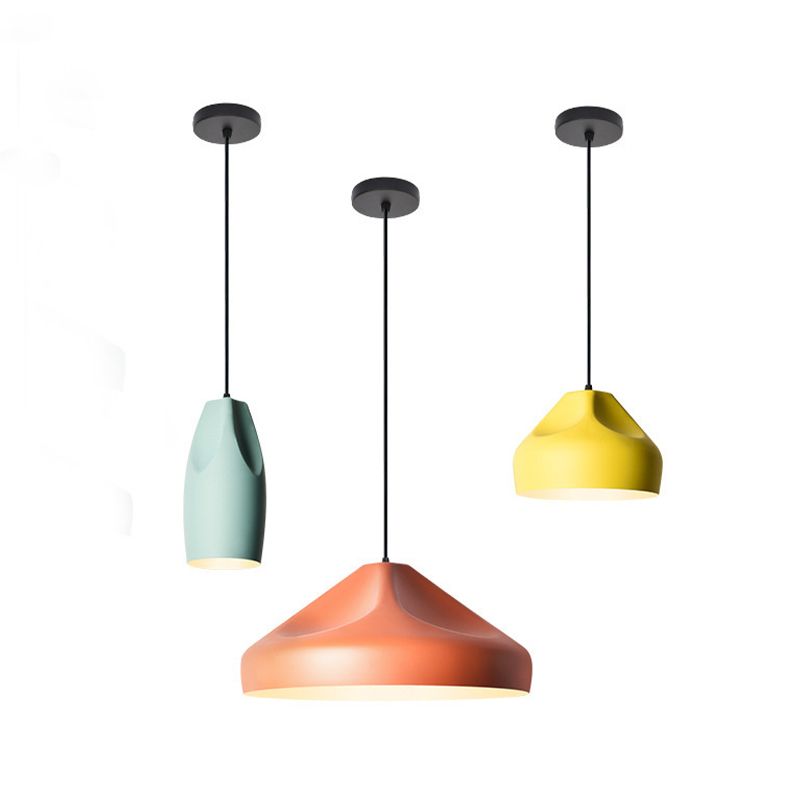 Macaron Single-Bulb Pendant lampe Aluminium Géométrique Hanging Light pour salle à manger
