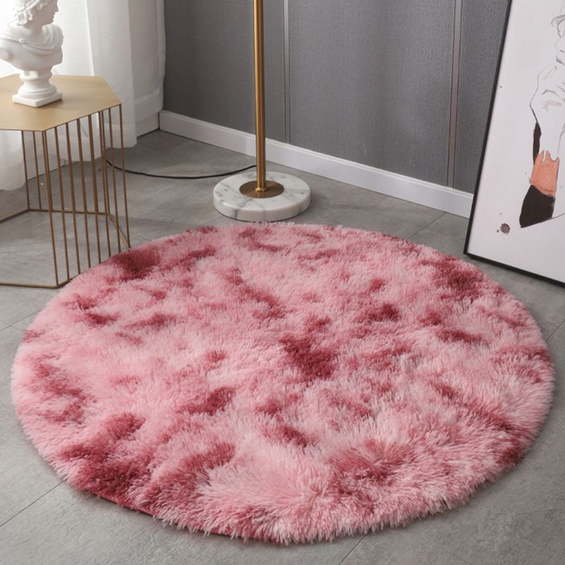 Round Plain Area Rug Polyester Shag Carpet Pet Friendly Rug for Home Decoration