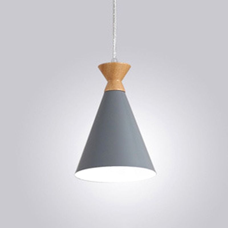 Conical Living Room Drop Pendant Metal 1 Bulb Macaron Style Hanging Ceiling Light
