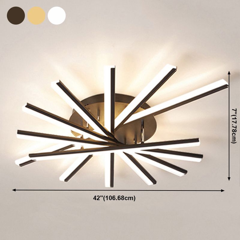 Plafonnier LED linéaire en acrylique, simplicité moderne, montage encastré en fer laqué pour salon