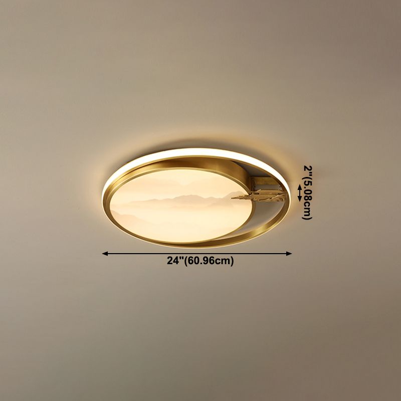 Geometry Shape Flush Mount Lamps Modern Metal 2-Light Flush Lights in Gold