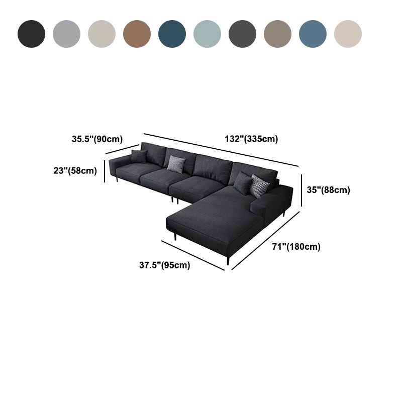 Contemporary Pillow Back Sectional with Recessed Arms for 4 People