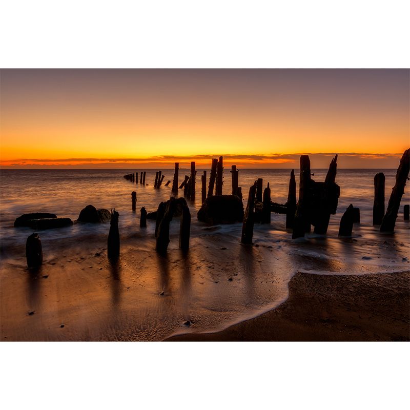 Customized Big Sea Wall Mural Modernism Mildew Resistant Wall Decor for Bathroom