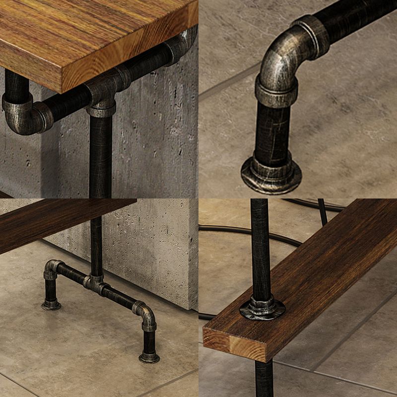 Rectangle Bar Dining Table Contemporary Bar Table with Black Trestle Base