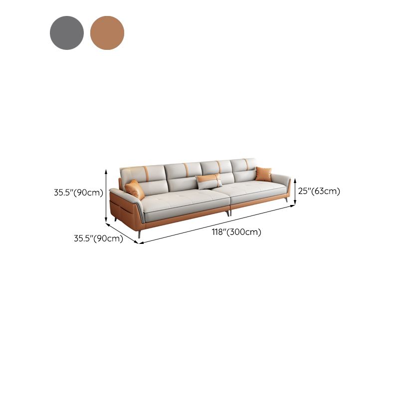 35.43" Wide Contemporary Sofa Faux Leather with Pillow Top Arm Cushions Sofa