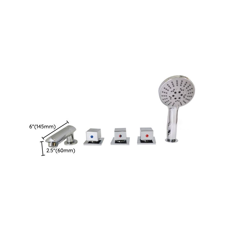 Deck Mounted Copper Roman Tub Faucet Low Arc Roman Tub Faucet Set in Chrome
