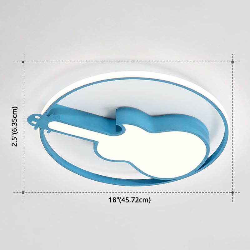 Guitar Flush Mount Ceiling Light 1 Light Metal Creative Flush Mount Ceiling Light for Bedroom
