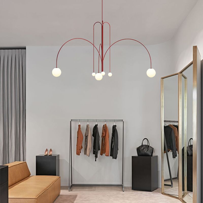 Postmodern Unique 6 Head Chandelier Lighting Fixture Red Chandelier Light for Sitting Room