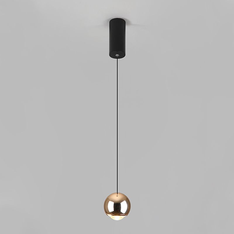 Modern Style Spherical Shape Hanging Light Metal 1 Light Pendant Lamp for Bedroom