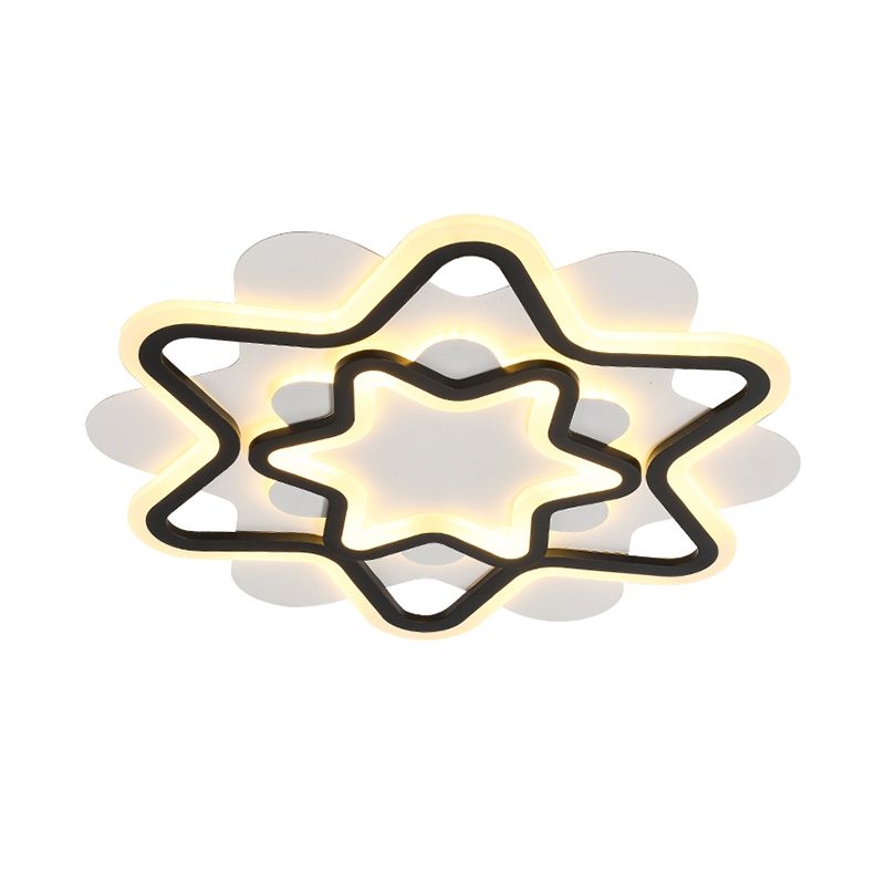 Acrylic Star Frame Flush Mount Lighting Nordic Style LED Flush Massimale Lampada in bianco e nero