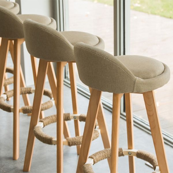 Scandinavian Matte Finish Upholstered Counter Height Stool Footrest Home Barstool